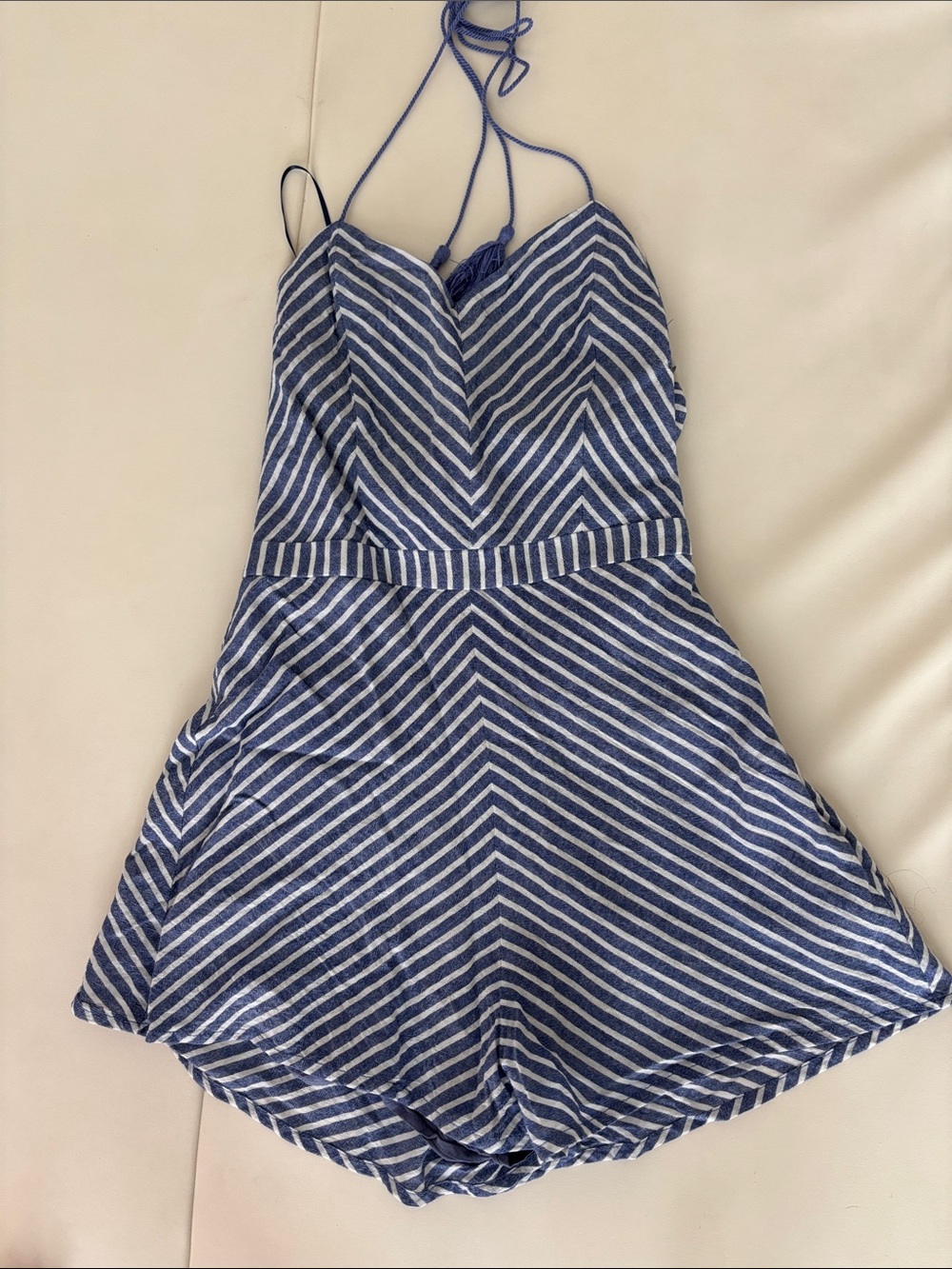 Saks Fifth Avenue Blue & White Striped Halter Romper Size XS